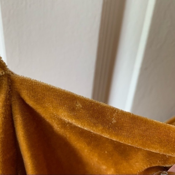 Endless Rose Ruched Long Sleeve Velvet Bodycon Dress Yellow - Picture 10 of 12